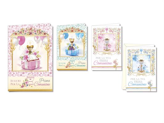 Biglietti Prima Comunione assortiti calice e regalo – 12 pz