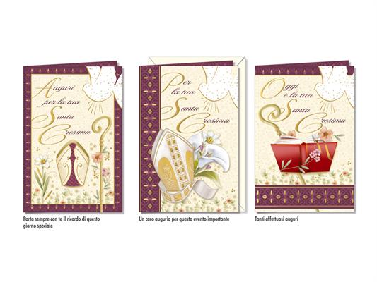 Biglietti auguri Cresima assortiti con busta – Confezione 12 pz