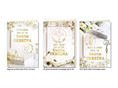 Biglietto auguri Cresima rilievo oro interno colori eleganti – 12 pz