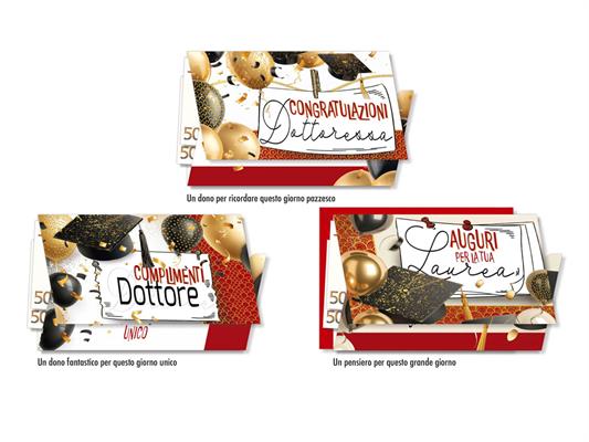 Biglietto Laurea Complimenti Dottore con Portasoldi 12PZ