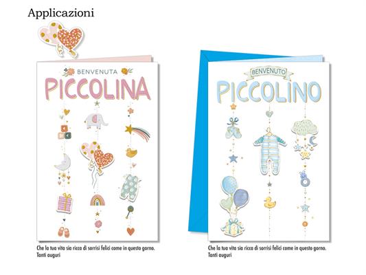 Biglietto nascita assortito lui e lei con busta – confezione 12 PZ
