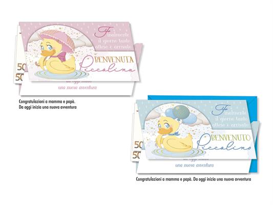 Biglietti nascita con portabanconote bimbo bimba – Confezione 12 PZ