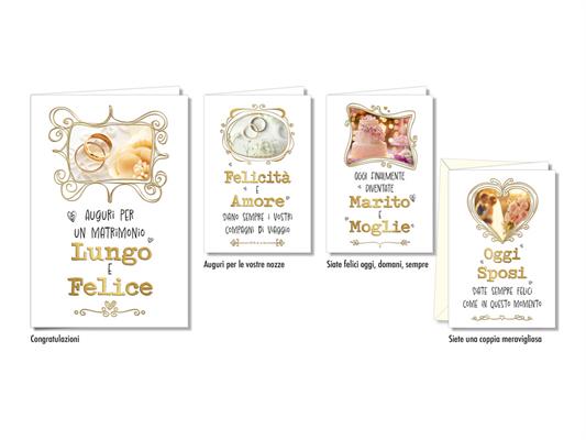 Biglietti auguri nozze eleganti con frasi oro assortite – 12 pezzi