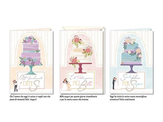 Biglietti Auguri Matrimonio Grafica Elegante – Confezione 12 pezzi