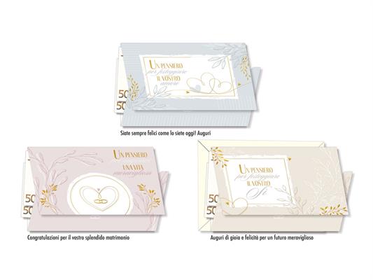 Biglietto nozze portadenaro grafica elegante – confezione 12 pezzi