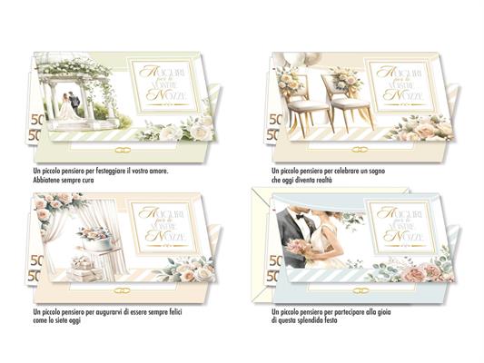 Biglietto nozze portadenaro romantico – confezione 12 pezzi carta