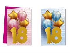 Biglietti 18 Anni con Palloncini Oro – Cromo – 12 pezzi