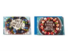 Biglietti 18 Anni con Torta Ironica – Cromo – 12 pezzi
