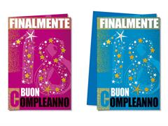 Biglietti 18 Anni Glitter Cromo con busta – 12 pezzi