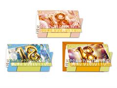 Biglietti auguri 18 anni glitter con porta soldi – 12 pz