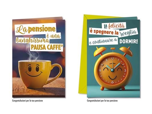 Biglietti auguri pensione grafica ironica assortita divertente – 12 pz