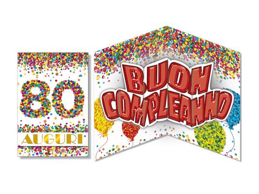 Biglietto 80 Anni Pop Up Compleanno – Confezione 6 Pezzi Cromo