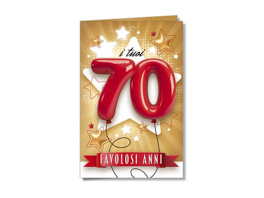 Biglietto Auguri 70 Anni con Stelle e Palloncini – “I tuoi favolosi 70”
