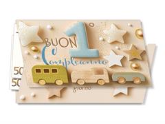 Biglietto compleanno 1 anno azzurro con busta – confezione 6 PZ