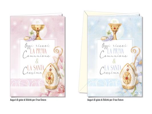 Biglietti Comunione e Cresima colori pastello delicati – 12 pz