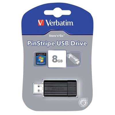 Chiavetta USB 8 GB Verbatim 2.0 PinStripe Nera