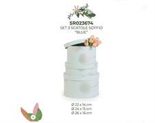 Set 3 Scatole Soffio Blue Decorative Rotonde – Packaging Regalo