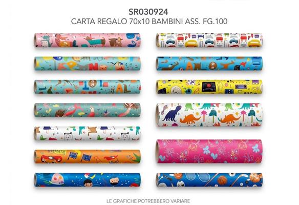 Carta Regalo 70x100 Bambini Fantasie Assortite FG.100 – Rotoli+