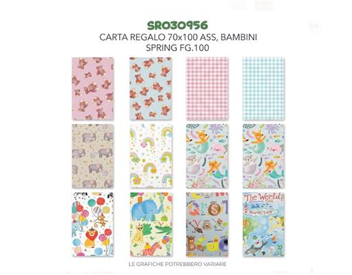 Carta Regalo 70x100 Bambini Spring Fantasie Assortite FG.100+