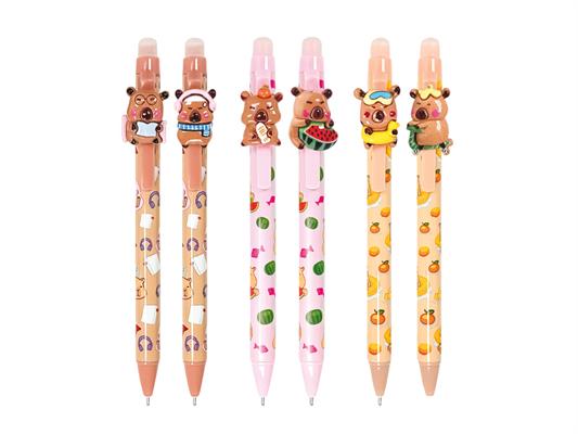 Penna Cancellabile Capibara con Topper 3D – Set 24 pezzi