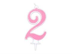 Candela Effetto Glitter Rosa 14 cm – Numero 2