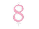 Candela Effetto Glitter Rosa 14 cm – Numero 8
