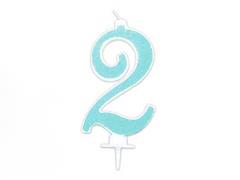 Candela Effetto Glitter Azzurro 14 cm – Numero 2