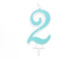Candela Effetto Glitter Azzurro 14 cm – Numero 2