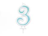 Candela Effetto Glitter Azzurro 14 cm – Numero 3