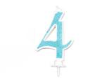 Candela Effetto Glitter Azzurro 14 cm – Numero 4