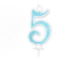 Candela Effetto Glitter Azzurro 14 cm – Numero 5