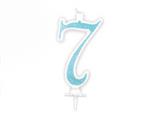Candela Effetto Glitter Azzurro 14 cm – Numero 7