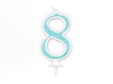Candela Effetto Glitter Azzurro 14 cm – Numero 8