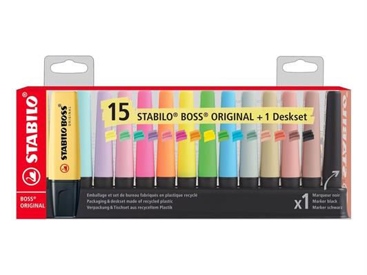 Set Scrivania Stabilo Boss Original 15 Evidenziatori Assortiti
