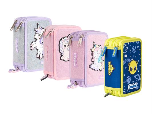 Astuccio 3 Zip Alieno e Unicorno Colourbook – 9 Pezzi