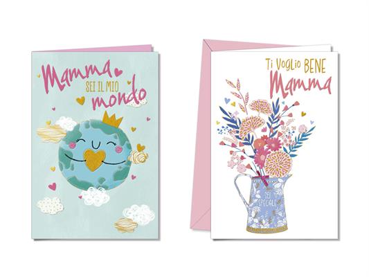 Biglietti auguri mamma assortiti con busta – Conf. 12 Pz Cro