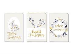 Biglietti Pasqua Coniglio e Fiori Assortiti – 12 Pezzi Set