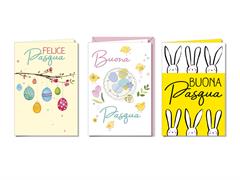 Biglietti Pasqua Uova e Coniglio Assortiti – 12 Pezzi Set