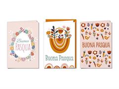 Biglietti Pasqua Fiori e Arcobaleno – Confezione 12 Pezzi