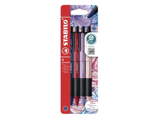 Penna a Sfera Stabilo Pointball Nature Colors Wildflower 4 Pezzi