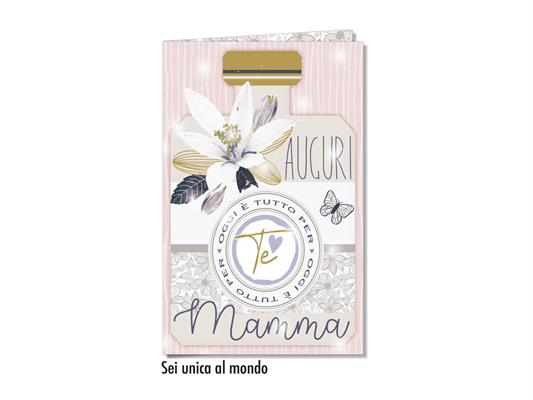 Biglietto auguri mamma grafica floreale con busta – Conf. 6 Pz