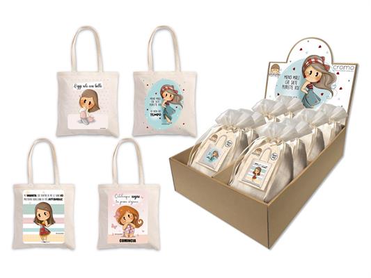 Shopper cotone Bubine illustrate – Expo banco 24 pezzi assortiti