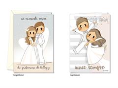 Biglietto auguri matrimonio romantico con busta assortito 12 pez