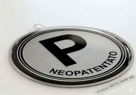 Segnale Adesivo Neopatentato P Metal Drop Acciaio Spazzolato Ø50mm – 1 Pz