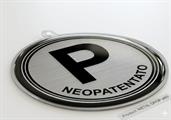 Segnale Adesivo Neopatentato P Metal Drop Acciaio Spazzolato Ø50mm – 1 Pz