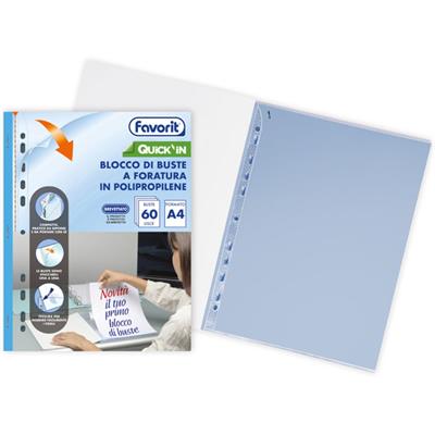 Busta Forata Favorit Quick-In 22x30 Liscia – Confezione 60 Pezzi