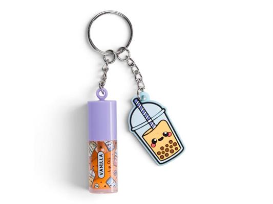 Lucidalabbra con Portachiavi e Ciondolo Bubble Tea Vaniglia - 12 pezzi