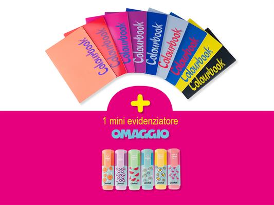 Quaderno A4 Bicolor Colourbook 5mm - 6 Pezzi Assortiti Con Mini Evidenziatore Omaggio