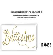 Biglietti Bomboniere Battesimo Stampa Oro 4,5x2,5cm – 100 Pezzi
