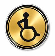 Etichetta MetalDrop Accesso Disabili Ø10 cm Oro Segnaletica WC